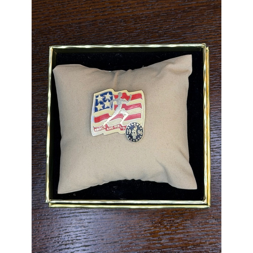 Vintage 1996 Atlanta Olympic Games Track and Field Enamel Pin Memorabilia